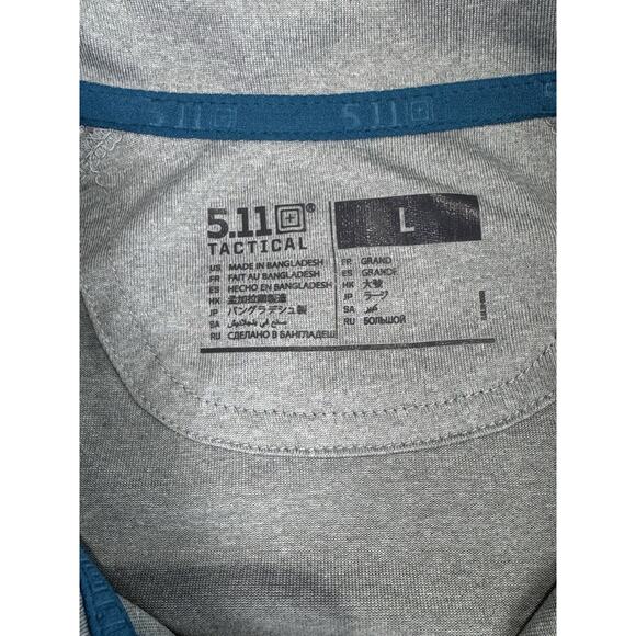 511 Tactical Gray Polo Shirt Snap Button Performance Size Large - Picture 4 of 12